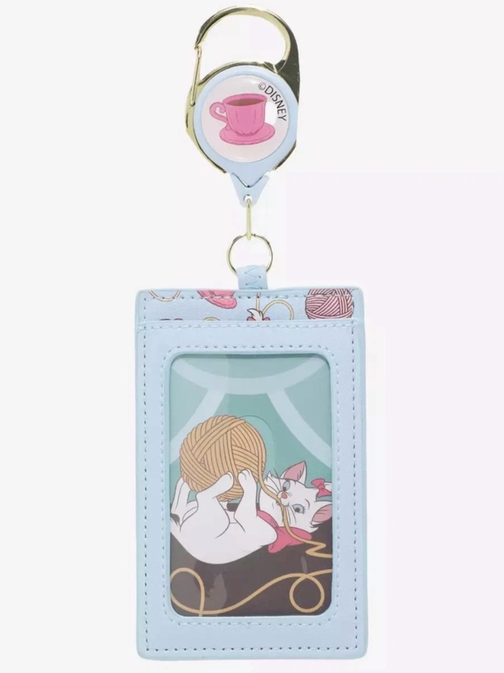 NWT Loungefly Disney Marie Tea Cup Yarn Aristocats Retractable Badge ID Holder - Picture 2 of 2